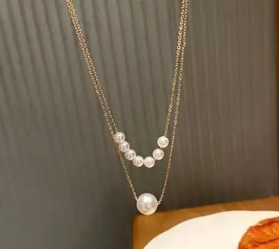 Multi Layered Antique Plated Pearl Necklace with earing