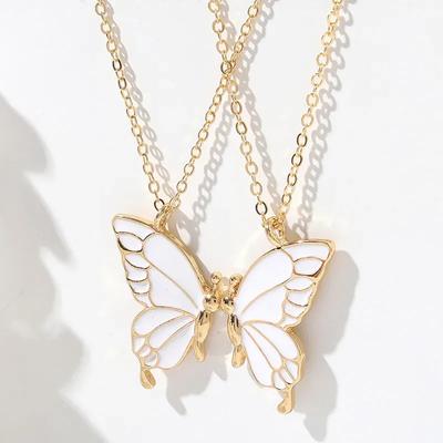 Double Chain Magnet Butterfly Design Necklace set