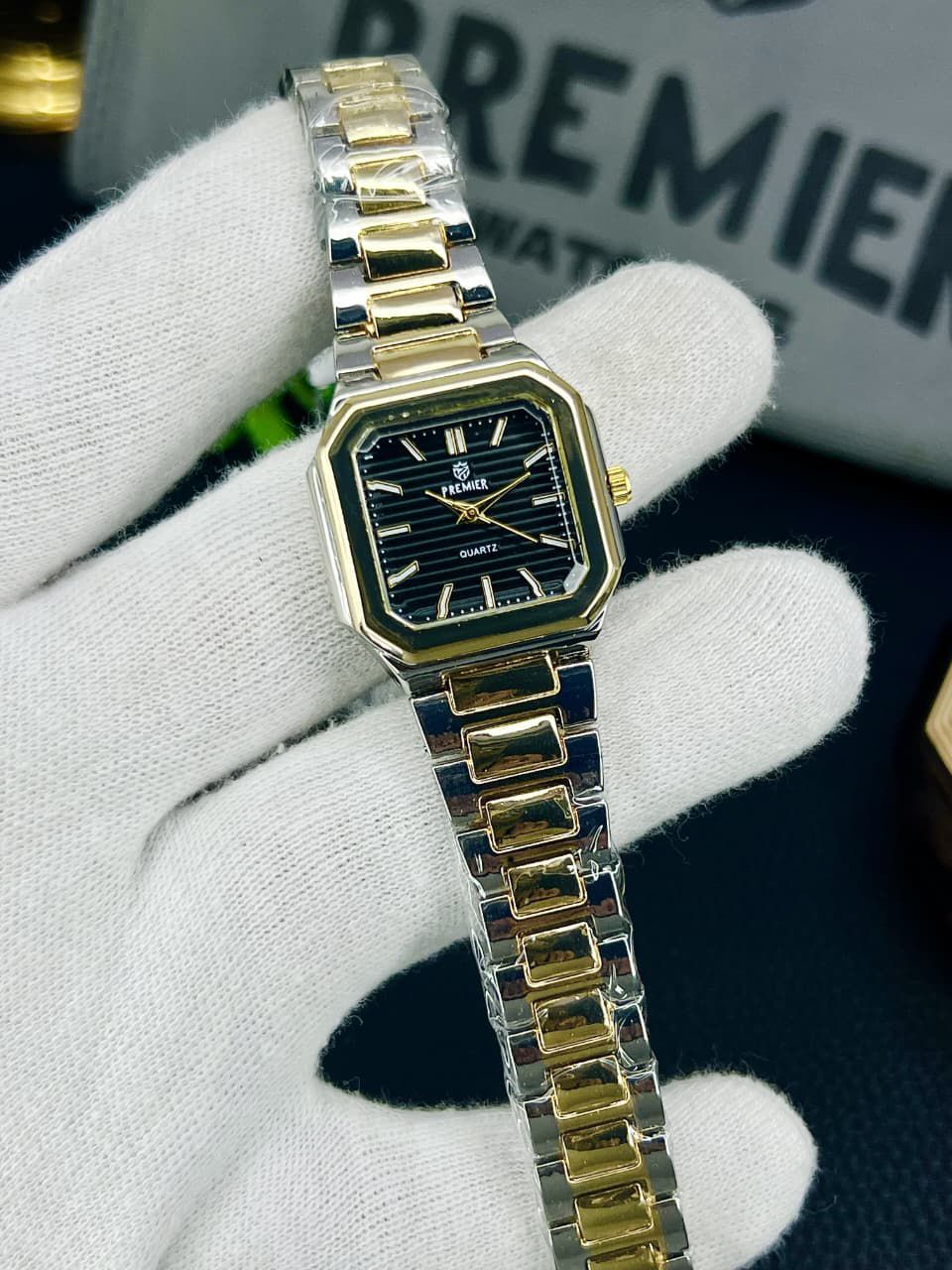 Premier Ladies Fancy Watch – Square Cut Glass, 8 Colors