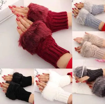 2 Pcs Wool Fur Lined Gloves