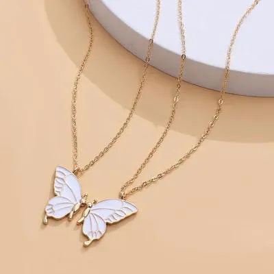 Double Chain Magnet Butterfly Design Necklace set