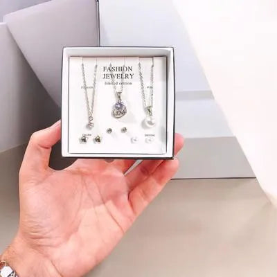 Funky Gold Plated Crystal Pendant Set